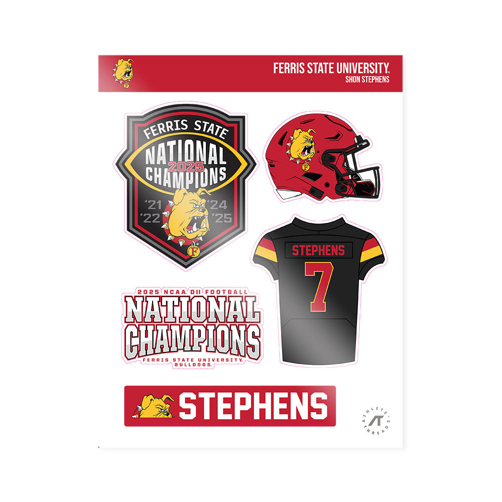 Ferris State - NCAA Football : Shon Stephens - National Champs Sticker Sheet-0