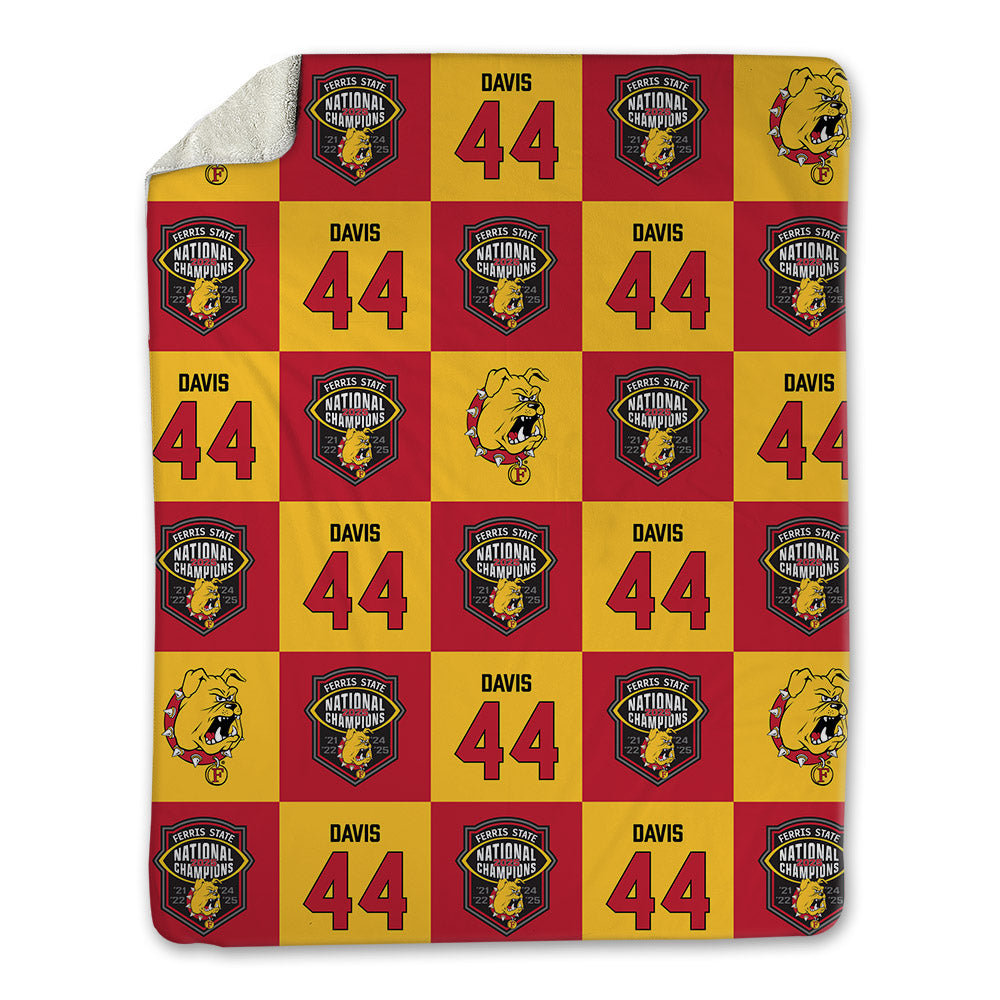 Ferris State - NCAA Football : Kailib Davis - National Champs Blanket-0