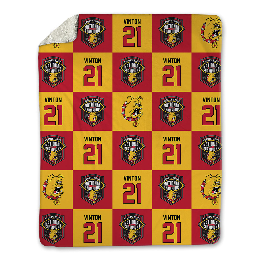 Ferris State - NCAA Football : Jaylen Vinton - National Champs Blanket-0