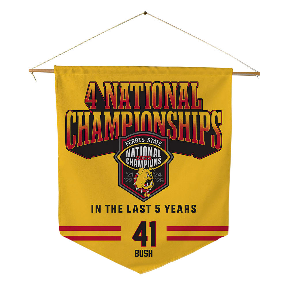 Ferris State - NCAA Football : Michael Bush - 4 National Championships Pennant - 18" x 21"-0