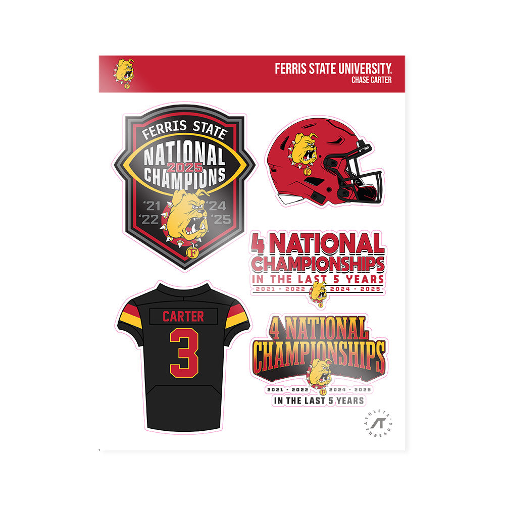 Ferris State - NCAA Football : Chase Carter - National Champions Sticker Sheet-0