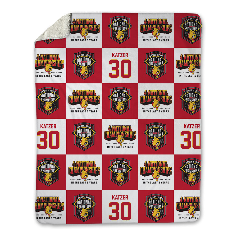 Ferris State - NCAA Football : Kannon Katzer - National Champions Blanket-0