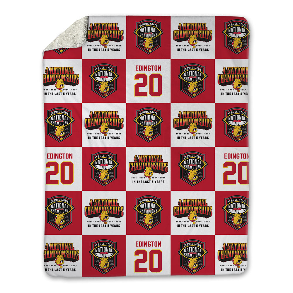 Ferris State - NCAA Football : Jaden Edington - National Champions Blanket-0