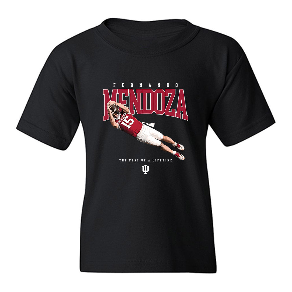 Indiana - NCAA Football : Fernando Mendoza - Jump Mendoza Youth T-Shirt-0