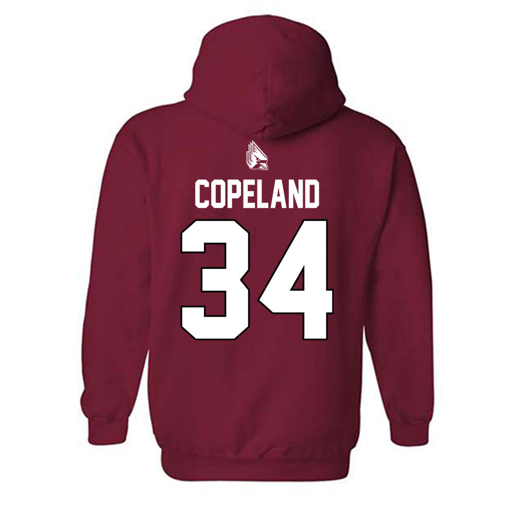 Ball State - NCAA Men's Basketball : Preston Copeland - Sports Shersey Hooded Sweatshirt-1