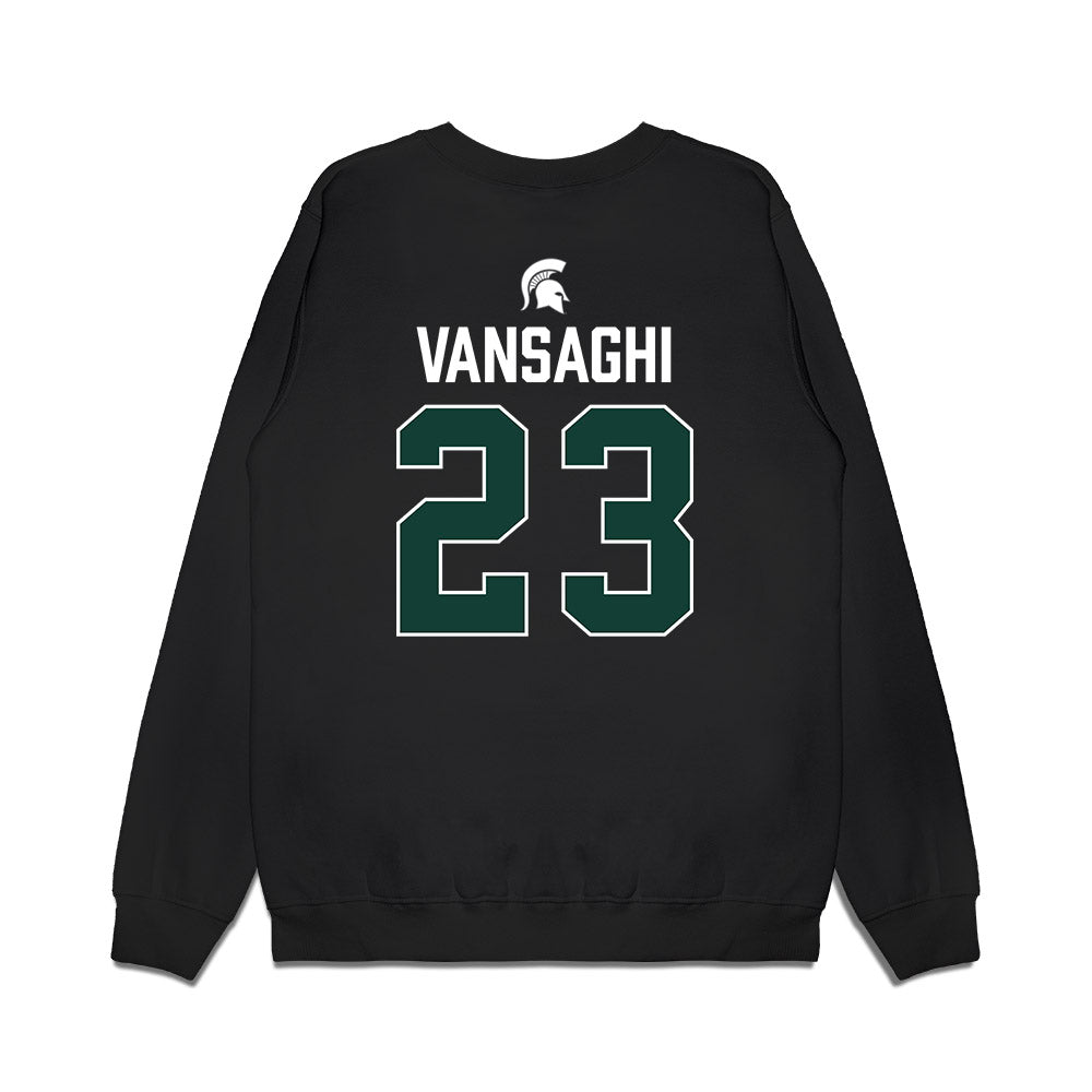 Michigan State - NCAA Men's Ice Hockey : Shane Vansaghi - Vintage Premium Crewneck Sweatshirt-1