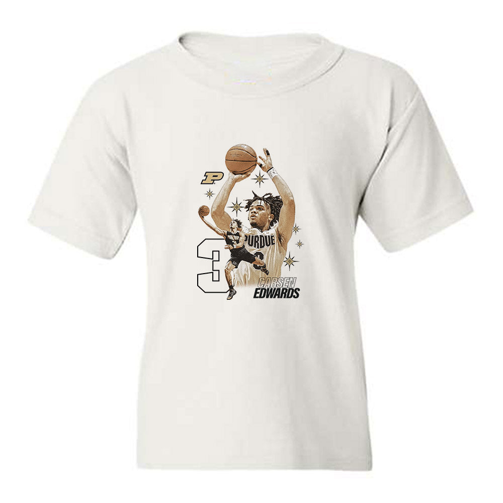Purdue - NCAA Men's Basketball Legends : Carsen Edwards - Collage Youth T-Shirt-0