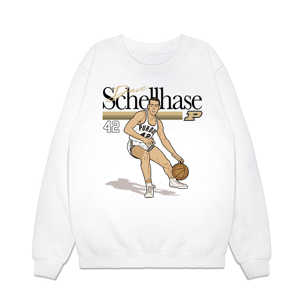 Purdue - NCAA Men's Basketball Legends : Dave Schellhase - Caricature Premium Crewneck Sweatshirt-0