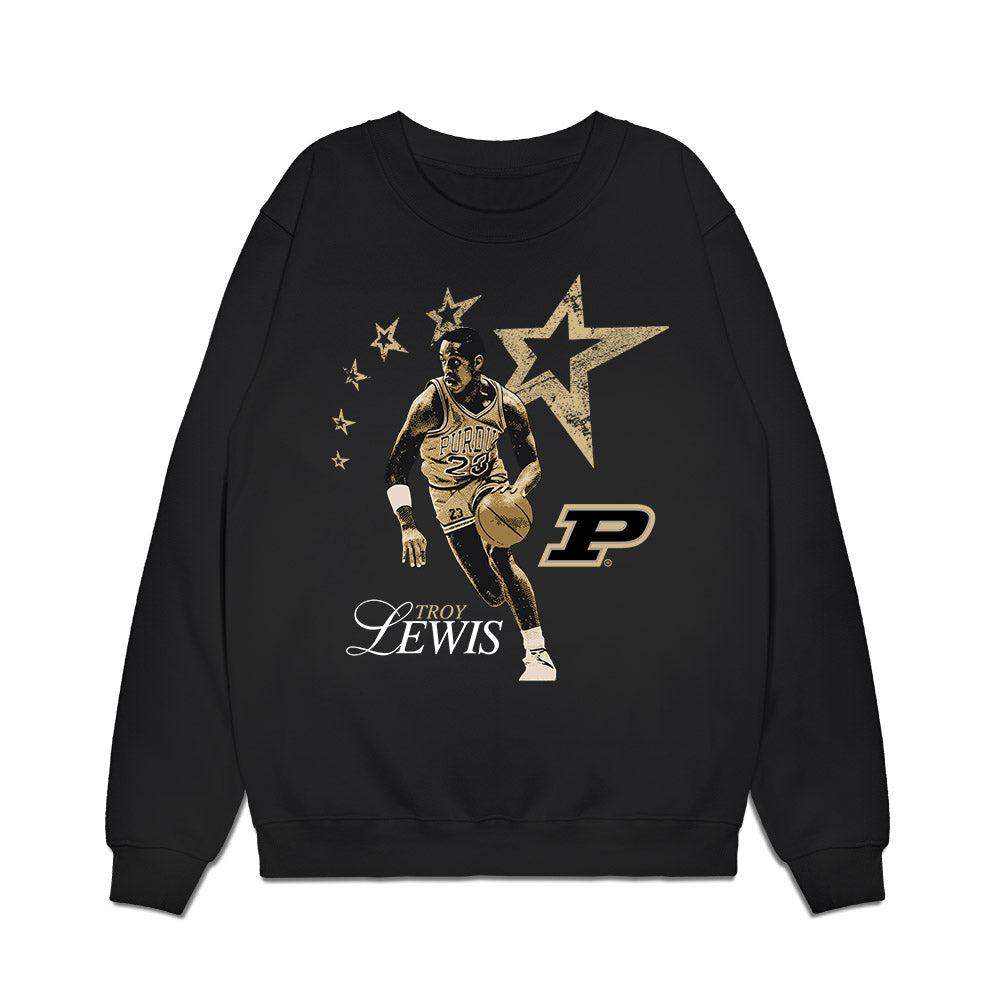 Purdue - NCAA Men's Basketball Legends : Troy Lewis - Caricature Premium Crewneck Sweatshirt-0