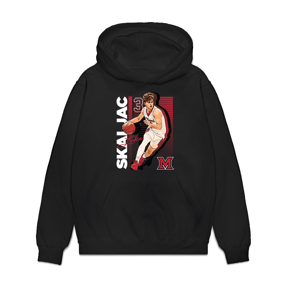 Miami of Ohio - NCAA Men's Basketball : Luke Skaljac - Graphic Premium Hooded Sweatshirt-0