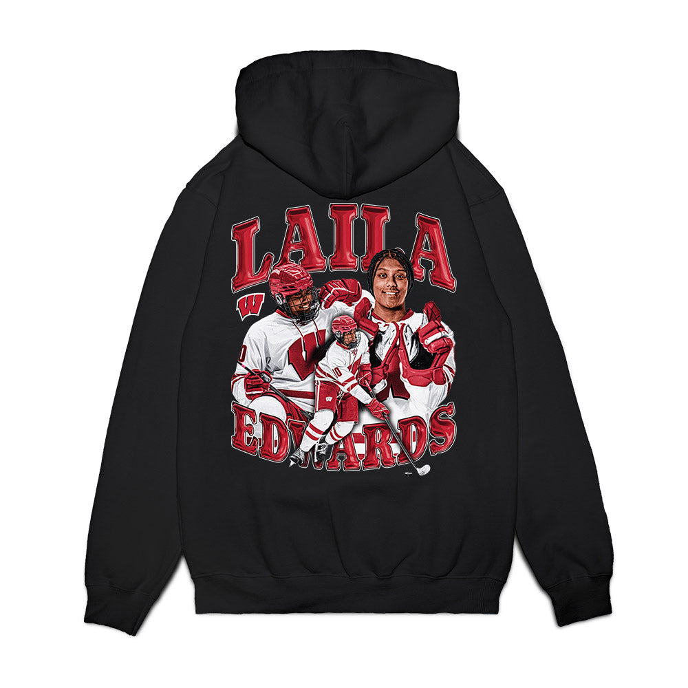 Wisconsin - NCAA Women's Ice Hockey : Laila Edwards - Collage Premium Hooded Sweatshirt-1