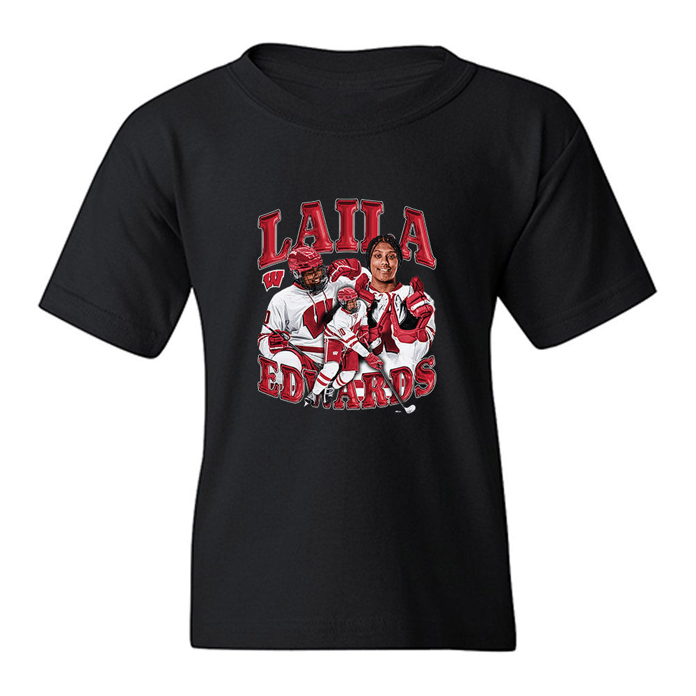 Wisconsin - NCAA Women's Ice Hockey : Laila Edwards - Collage Youth T-Shirt-0