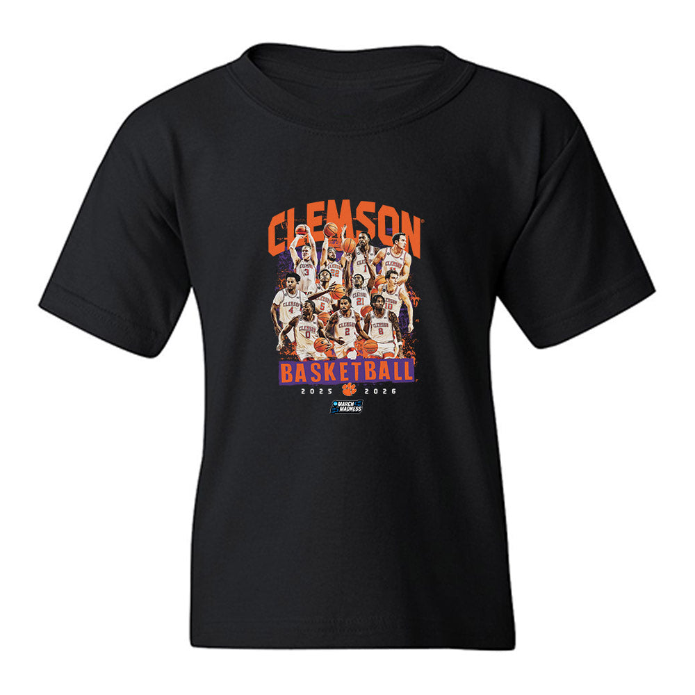 Clemson - NCAA Men's Basketball : NCAA® March Madness® 2026 Team Collage Youth T-Shirt-0