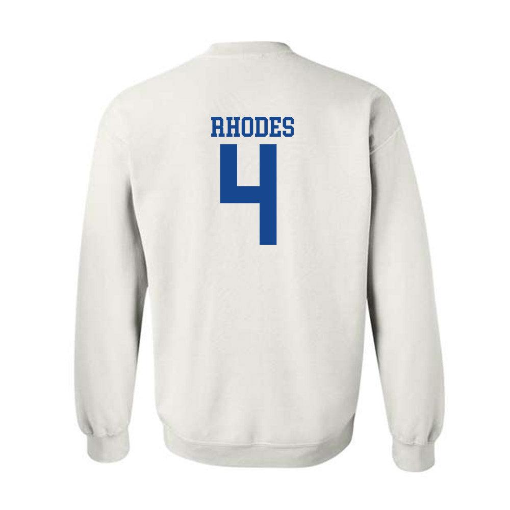 SMU - NCAA Football : Link Rhodes - White Crewneck Sweatshirt-1