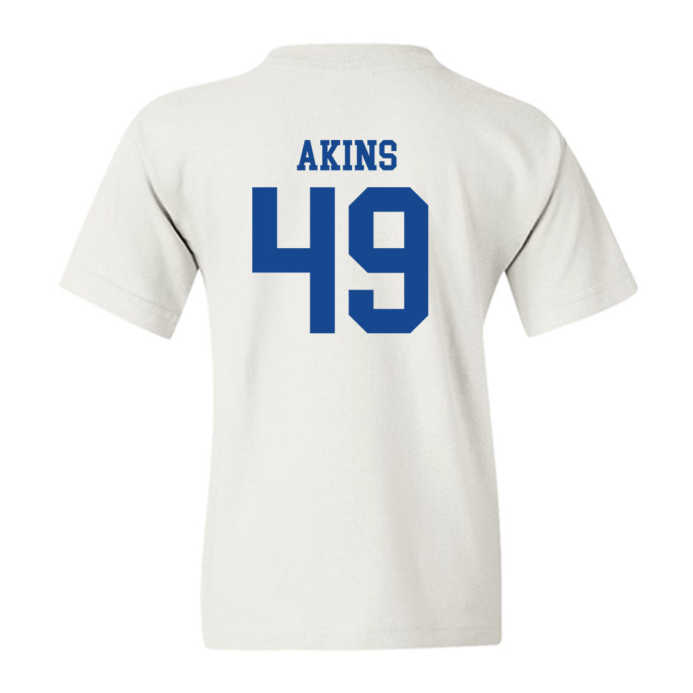 SMU - NCAA Football : nolan Akins - White Youth T-Shirt-1
