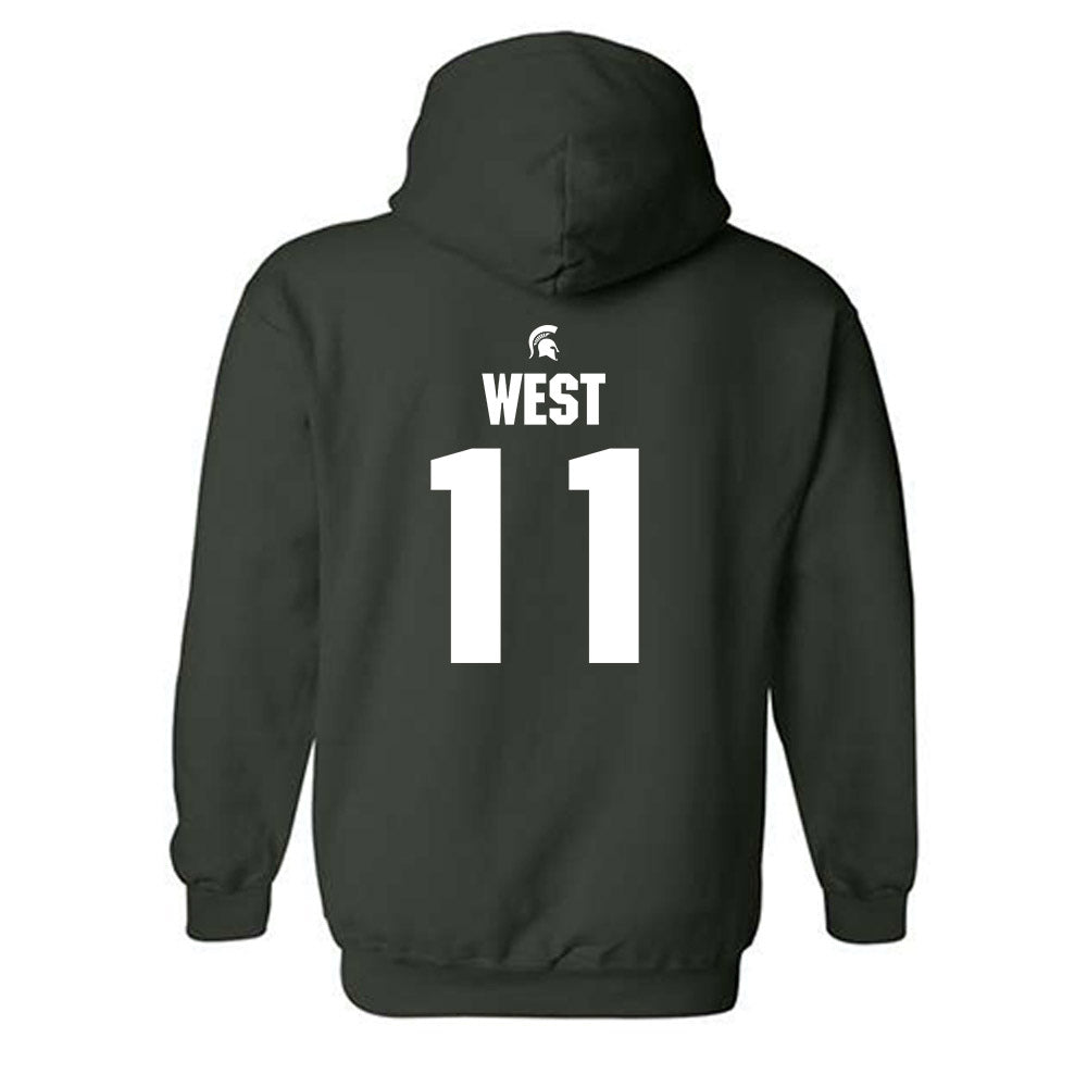 Michigan State - NCAA Men's Ice Hockey : Owen West - Generic Shersey Hooded Sweatshirt-1