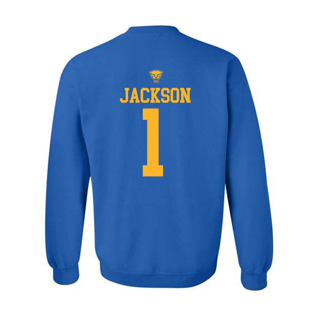 Pittsburgh - NCAA Men's Basketball : Dishon Jackson - Sports Shersey Crewneck Sweatshirt-1