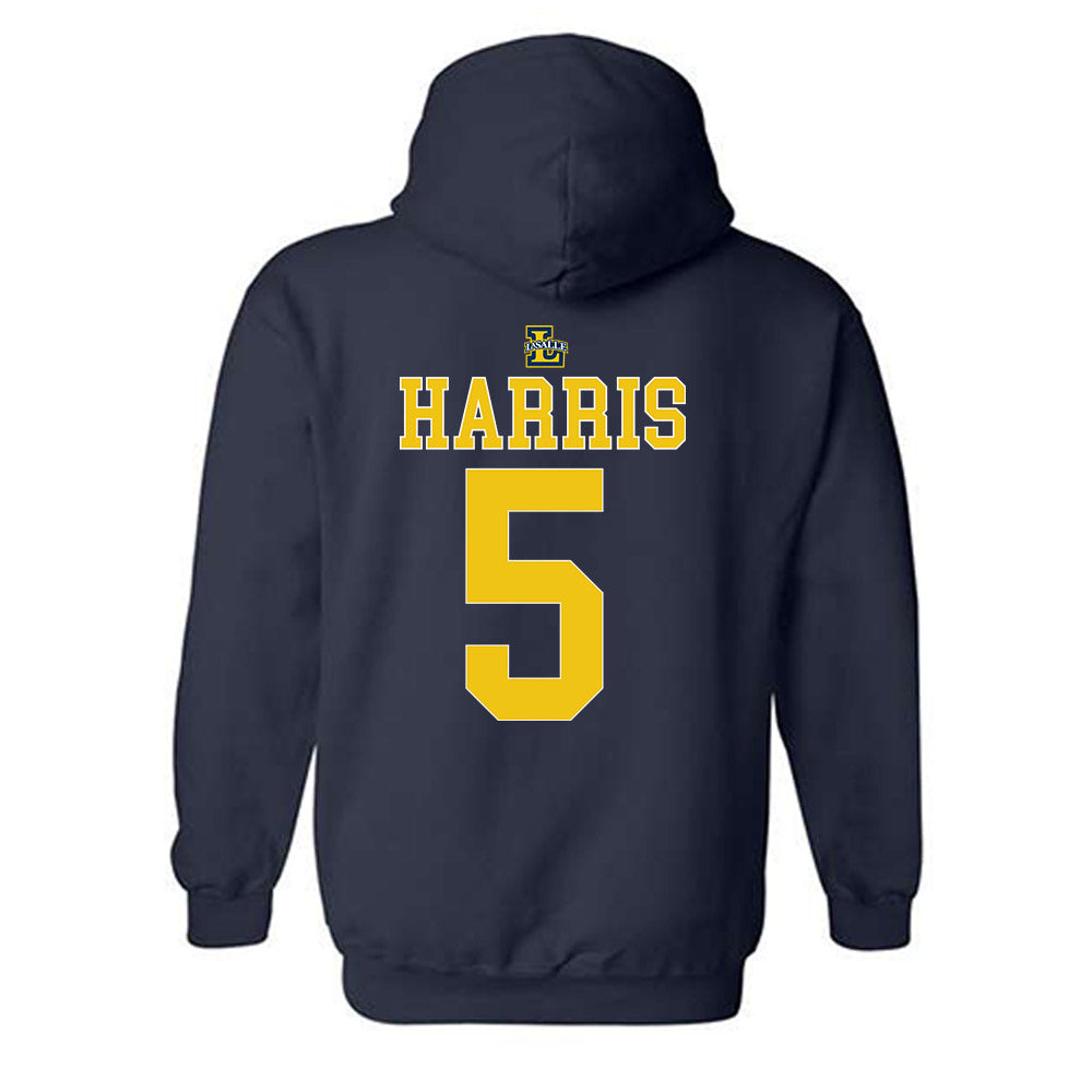 La Salle - NCAA Men's Basketball : Josiah Harris - Generic Shersey Hooded Sweatshirt-1