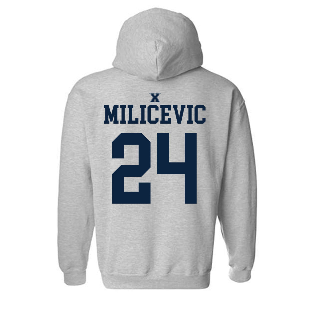 Xavier - NCAA Men's Basketball : Jovan Milicevic - Sports Shersey Hooded Sweatshirt-1