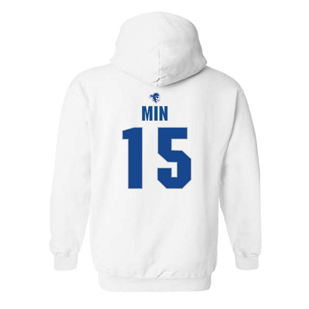 Seton Hall - NCAA Men's Soccer : Joseph Min - Fashion Shersey Hooded Sweatshirt-1