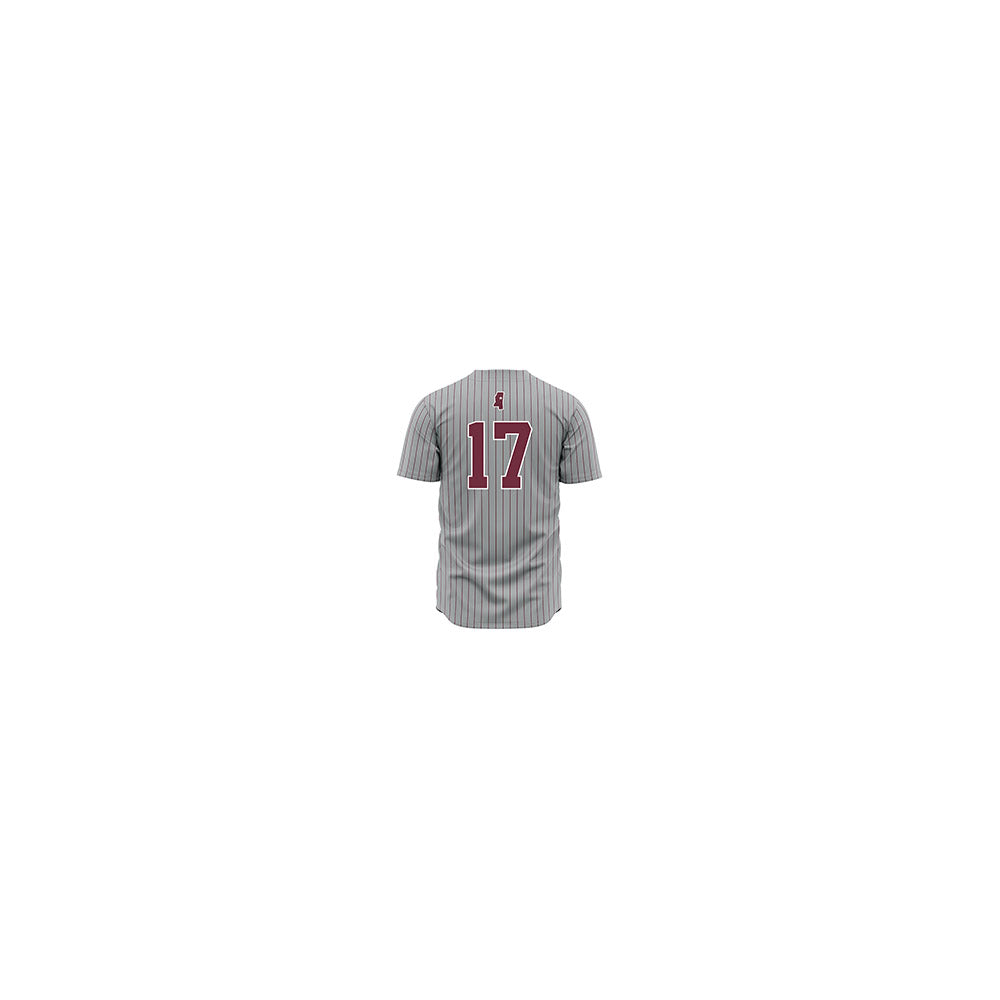 Mississippi State - NCAA Baseball : Parker Rhodes - Gray Pinstripes Jersey-1