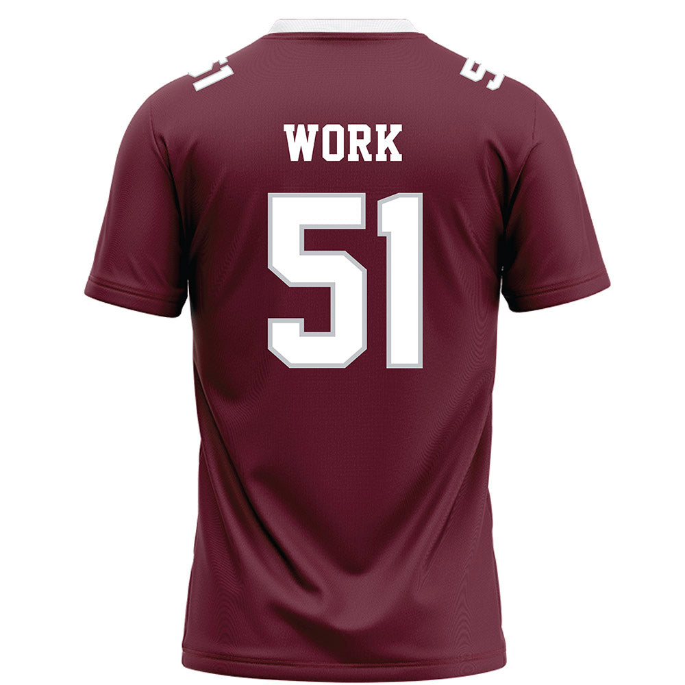 Mississippi State - NCAA Football : Luke Work - Maroon Football Jersey-1