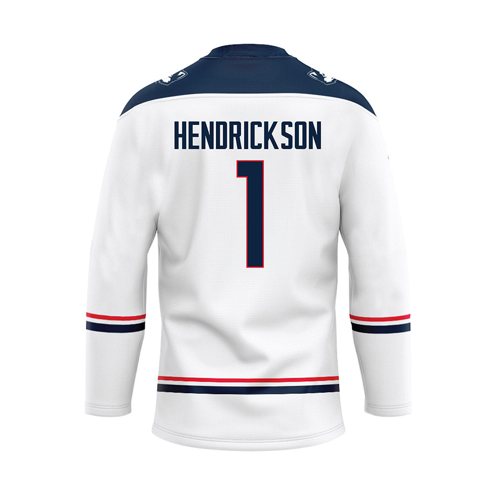 UConn - NCAA Men's Ice Hockey : Kam Hendrickson - White Hockey Jersey-1