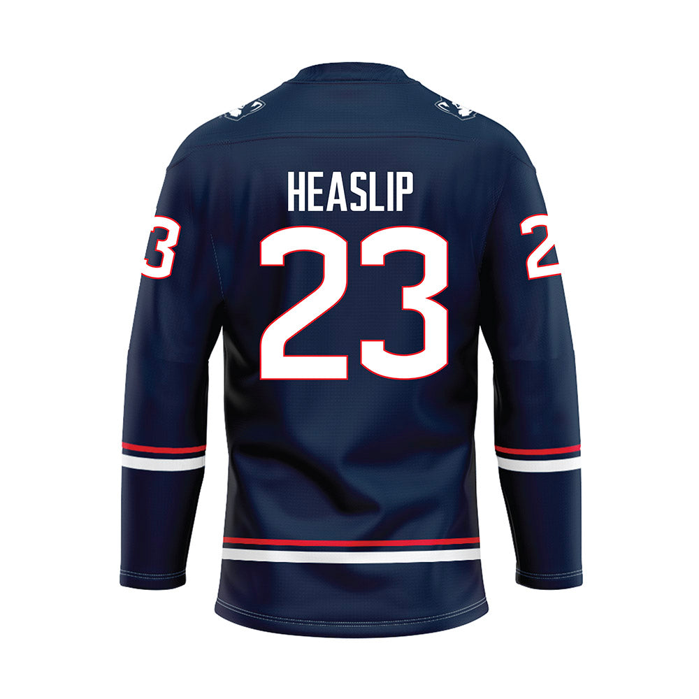 UConn - NCAA Men's Ice Hockey : Tabor Heaslip - Navy Hockey Jersey