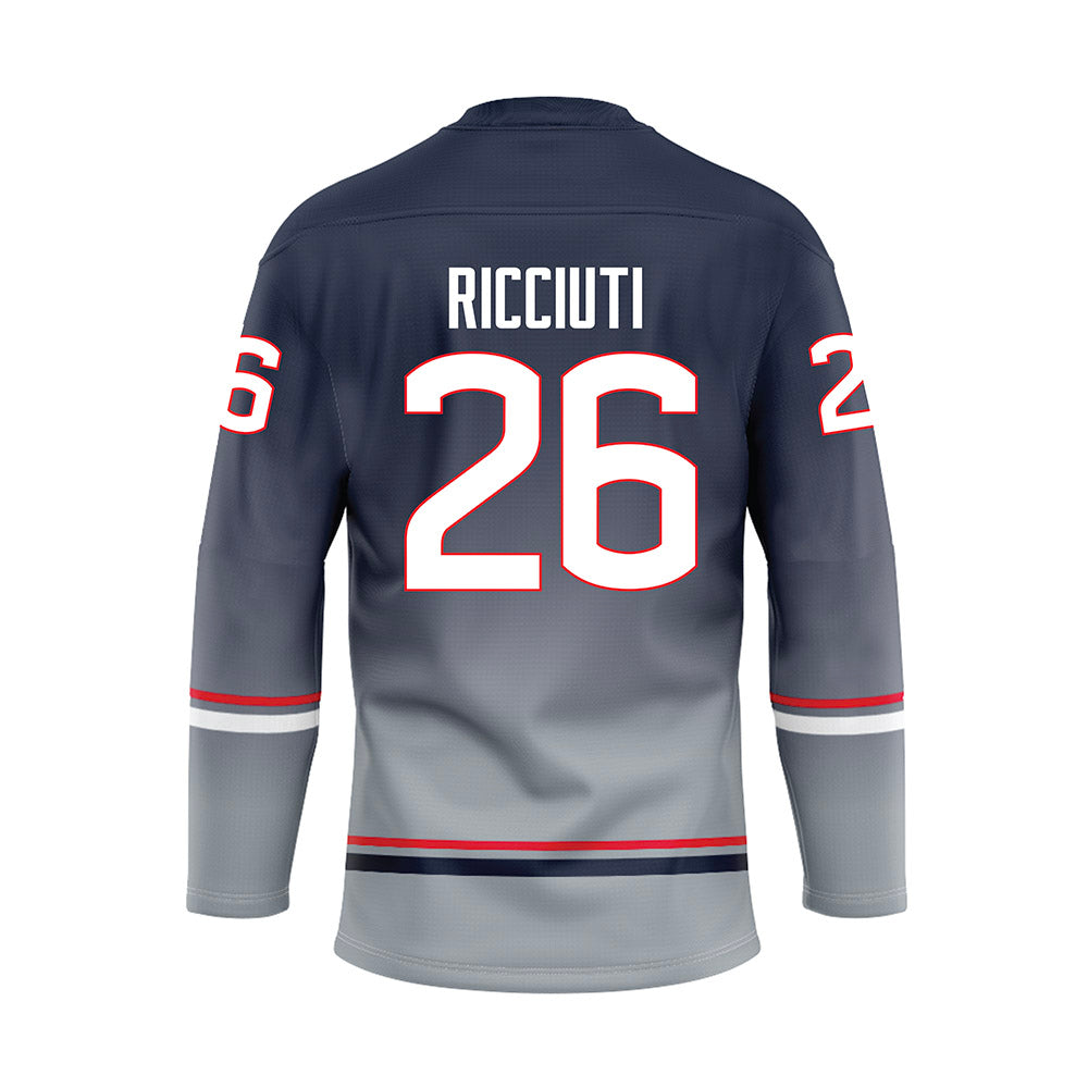 UConn - NCAA Women's Ice Hockey : Leila Ricciuti - Grey Hockey Jersey-1