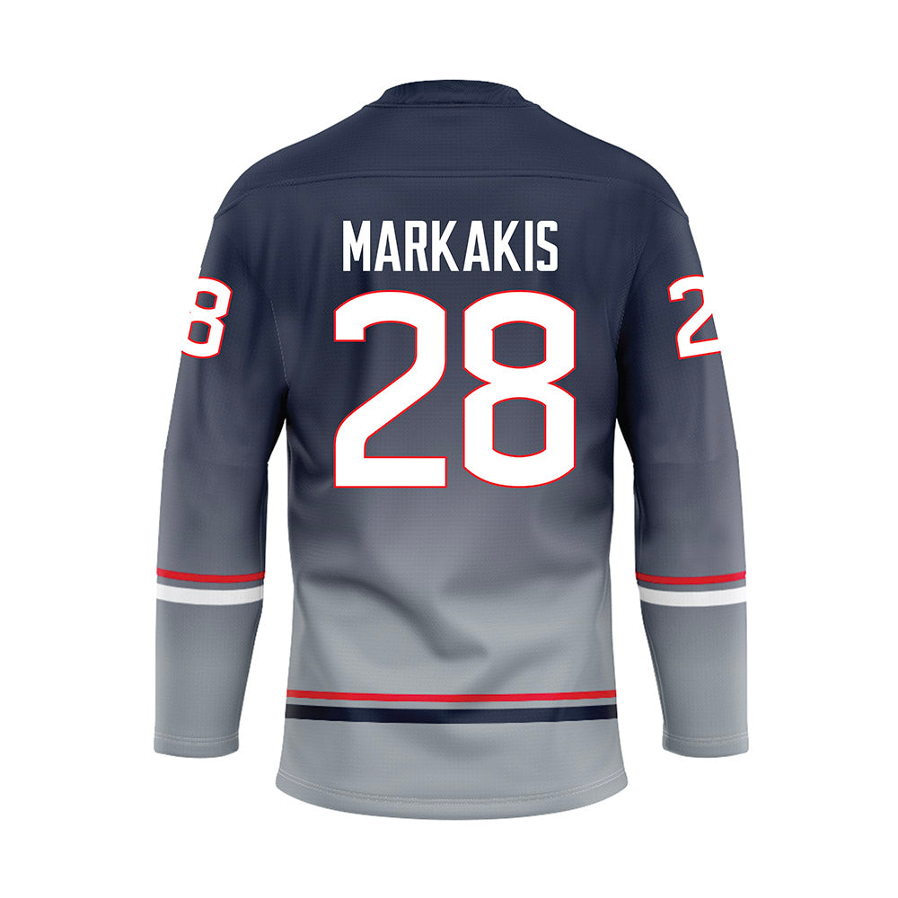 UConn - NCAA Women's Ice Hockey : Ellie Markakis - Grey Hockey Jersey-1