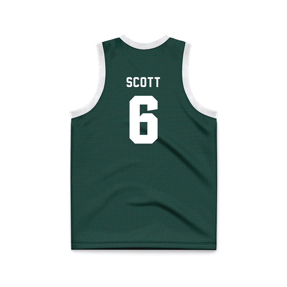 Michigan State - NCAA Men's Basketball : Jordan Scott - Green Basketball Jersey-1