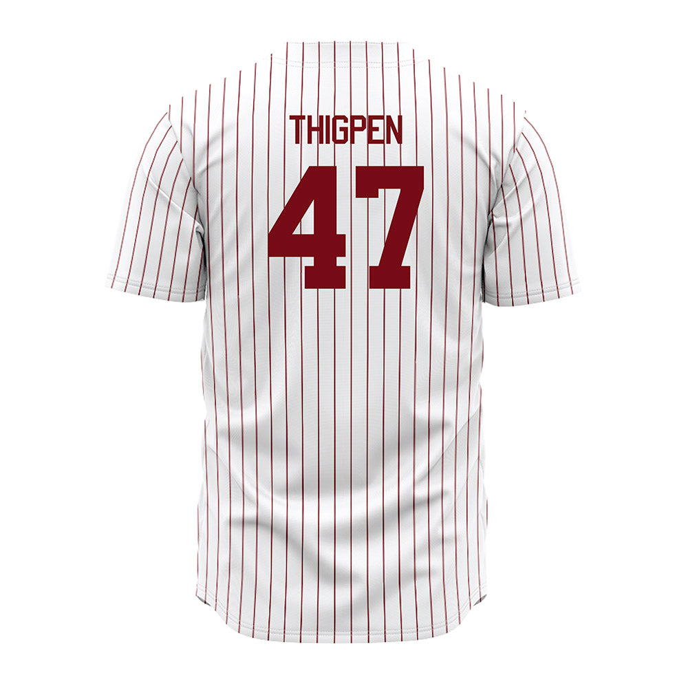 Troy - NCAA Baseball : Noah Thigpen - Red Striped Jersey