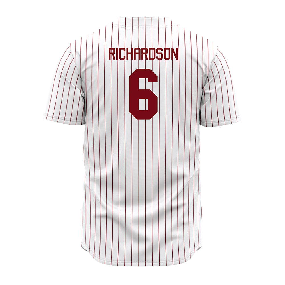Troy - NCAA Baseball : Brady Richardson - Red Striped Jersey-1