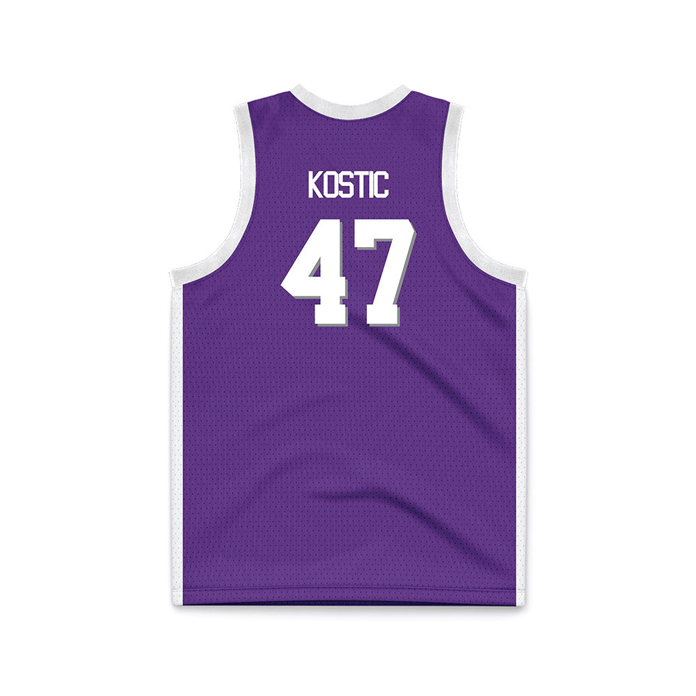 Kansas State - NCAA Men's Basketball : Andrej Kostic - Purple Basketball Jersey-1