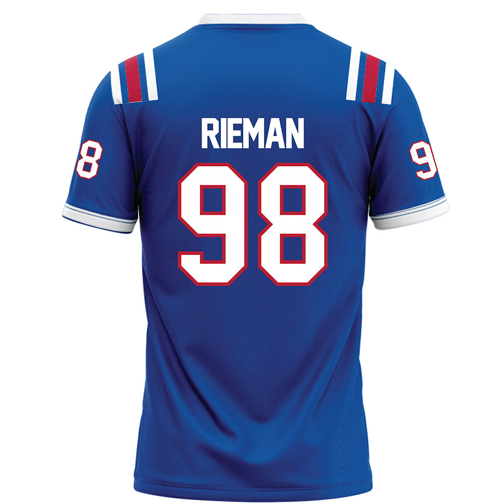 LA Tech - NCAA Football : Donovan Rieman - Blue Football Jersey-1
