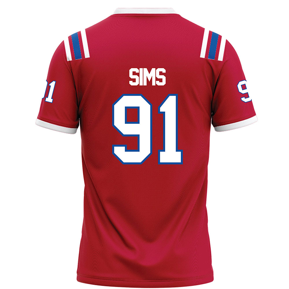LA Tech - NCAA Football : Caleb Sims - Red Football Jersey-1