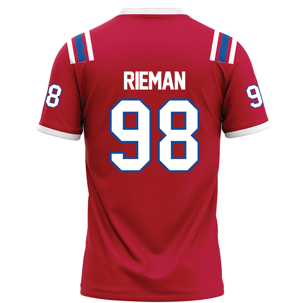 LA Tech - NCAA Football : Donovan Rieman - Red Football Jersey-1