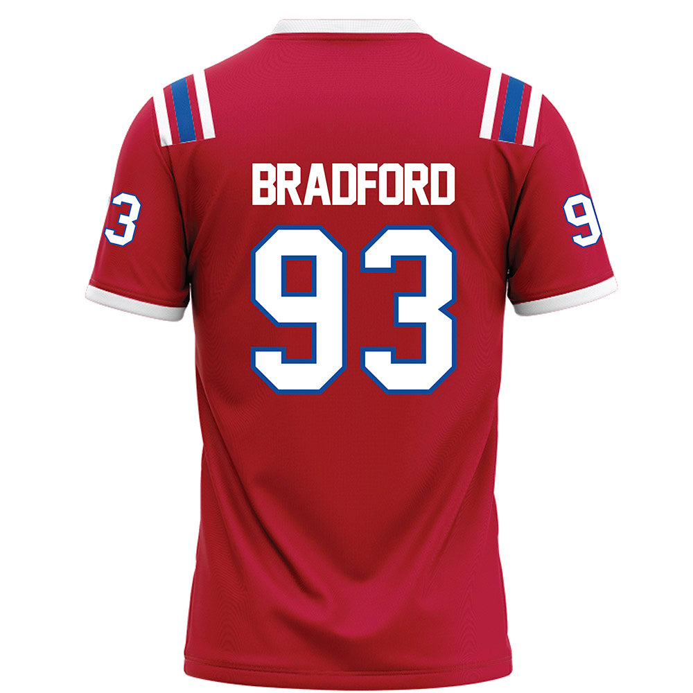 LA Tech - NCAA Football : Jacob Bradford - Red Football Jersey-1
