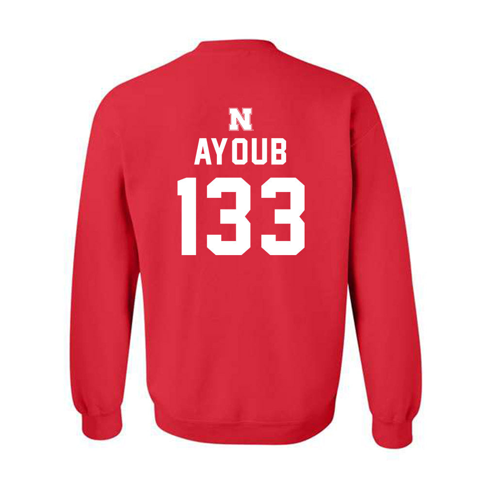 Nebraska - NCAA Wrestling : Omar Ayoub - Replica Shersey Crewneck Sweatshirt-1