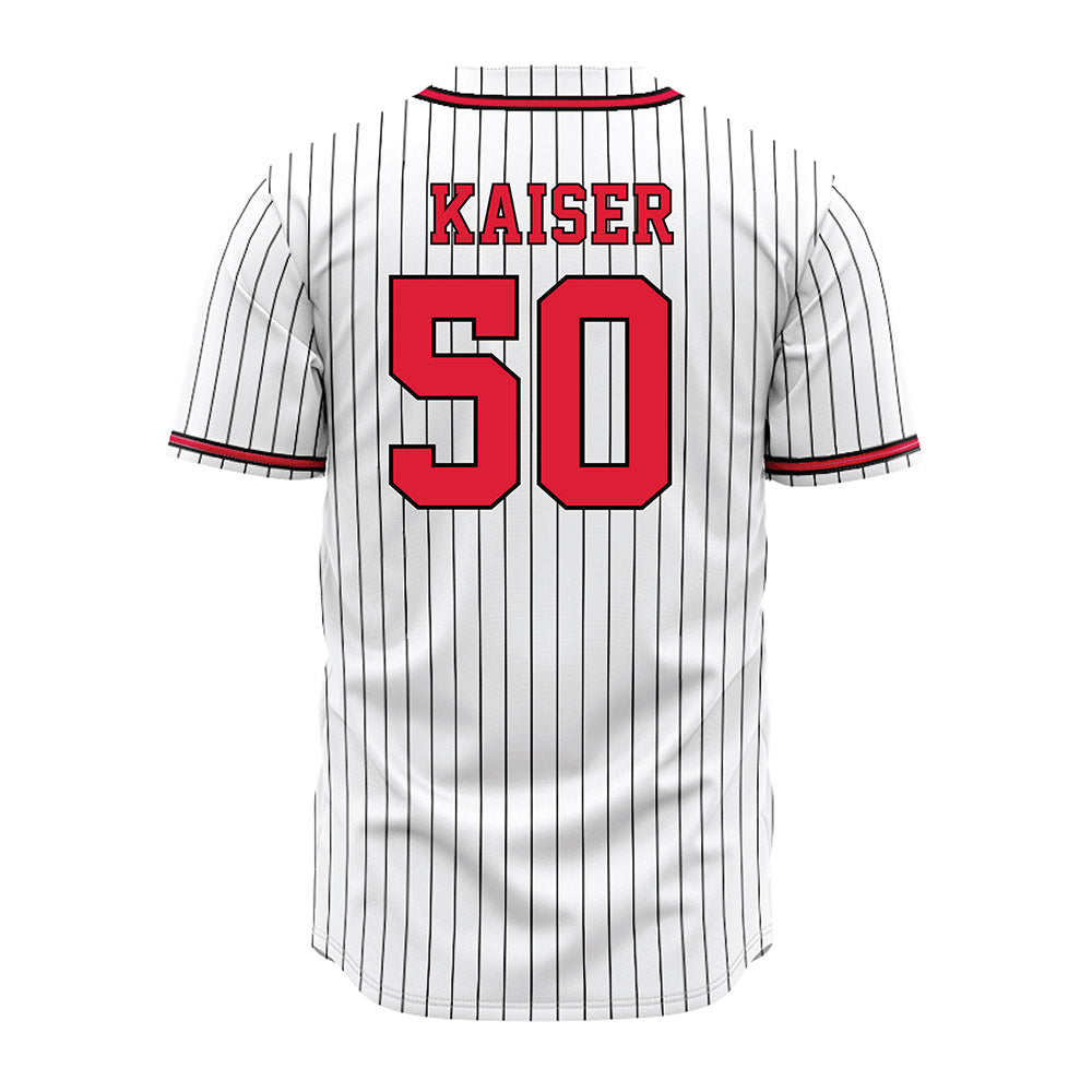Lamar - NCAA Baseball : Connor Kaiser - White Pinstripe Jersey-1