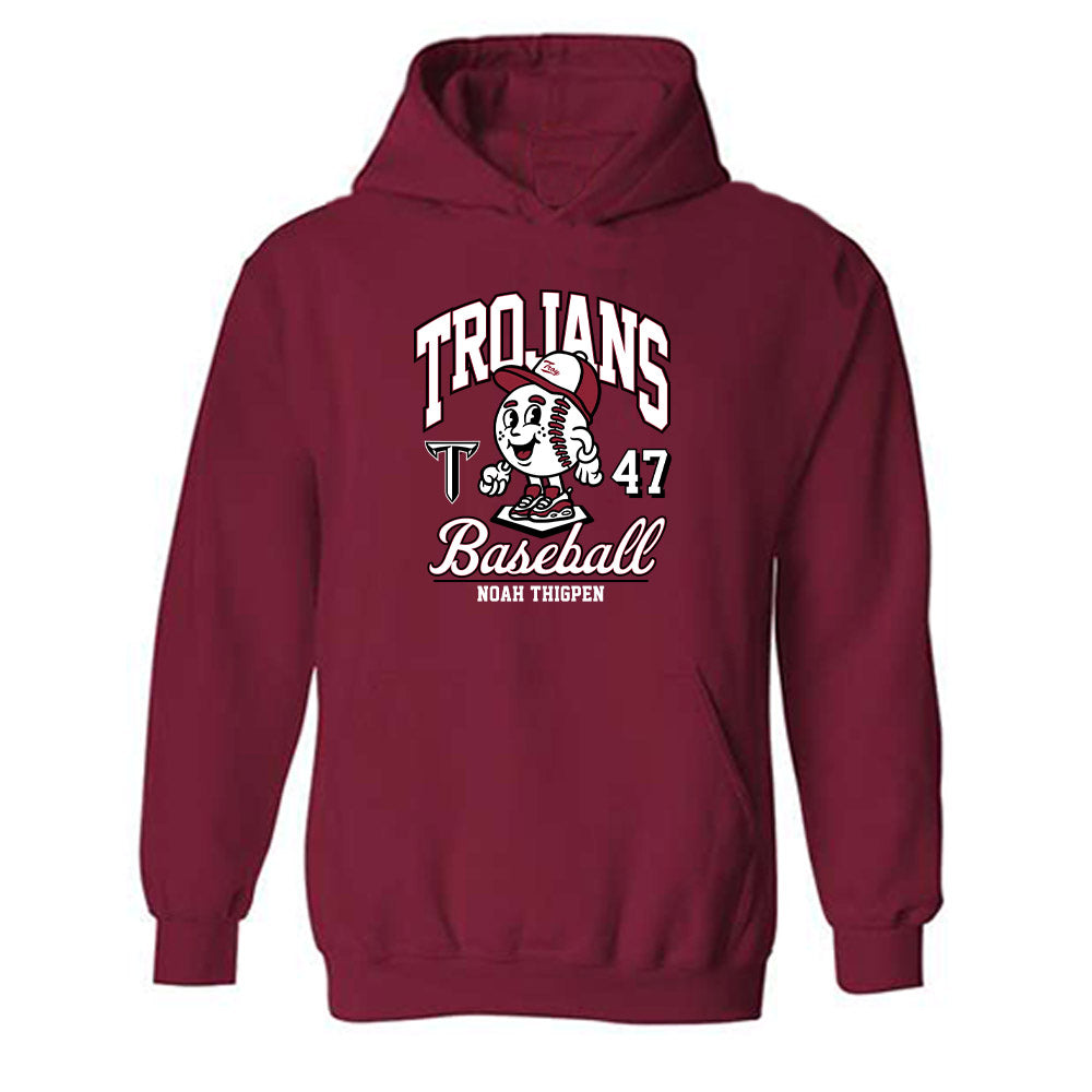 Troy - NCAA Baseball : Noah Thigpen - Cardinal Red Hooded Sweatshirt