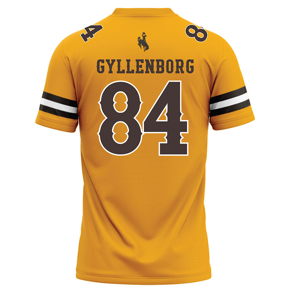 Wyoming - NCAA Football : John Michael Gyllenborg - Gold Football Jersey