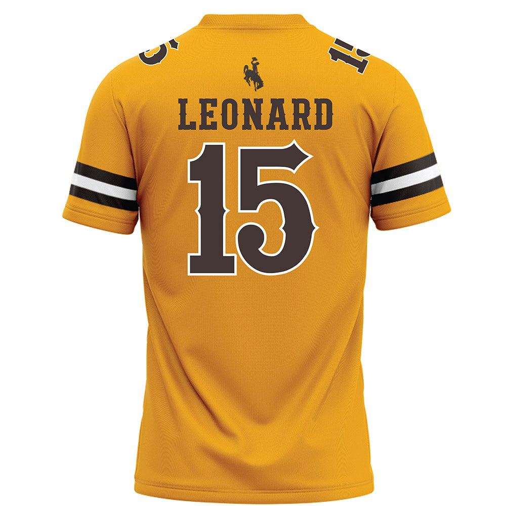 Wyoming - NCAA Football : David Leonard - Gold Football Jersey