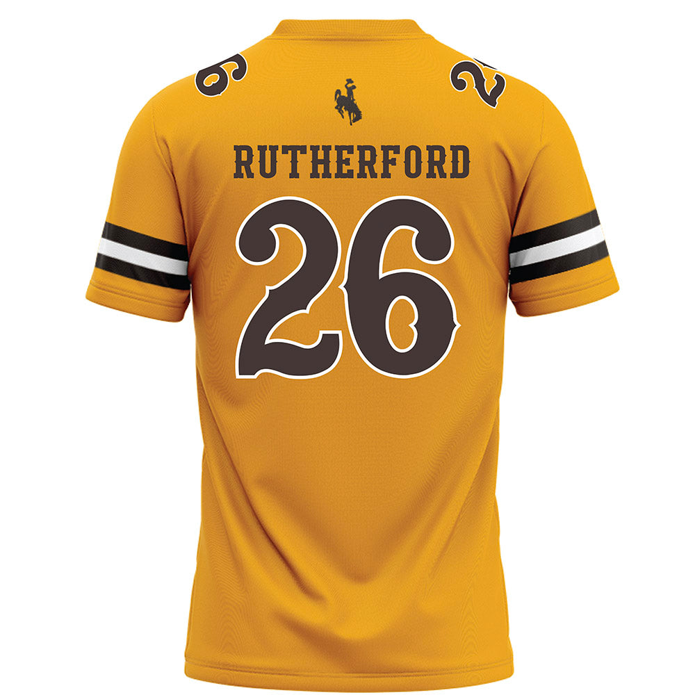 Wyoming - NCAA Football : Gary Rutherford - Gold Football Jersey-1