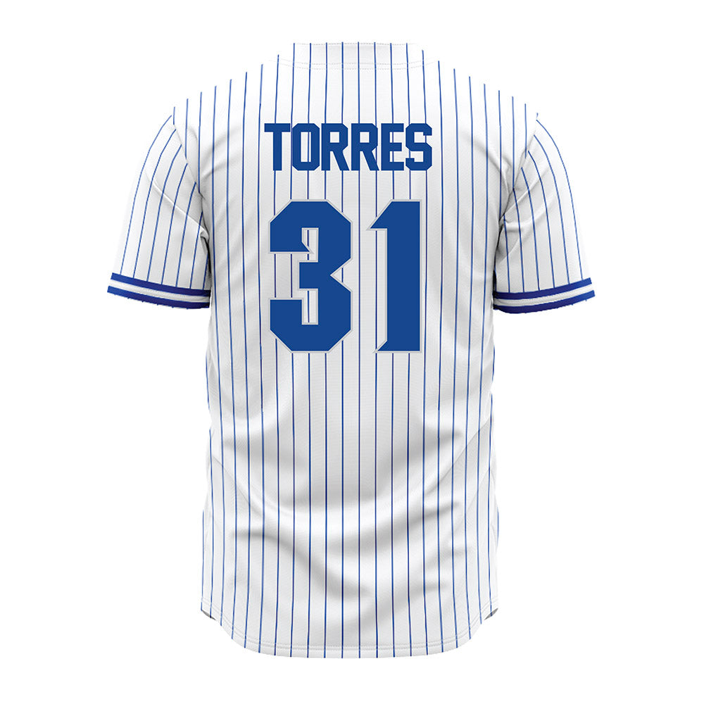 Seton Hall - NCAA Baseball : Jayson Torres - White Pinstripe Jersey-1