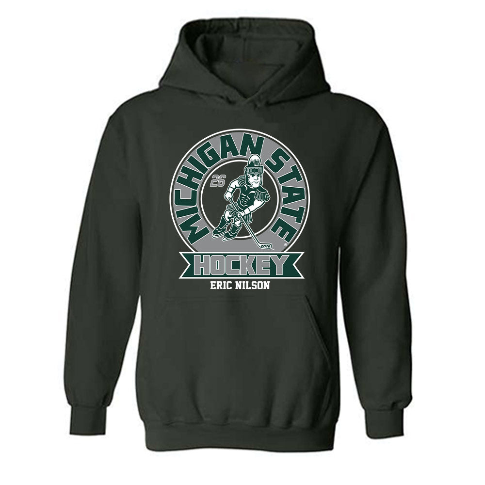 Michigan State - NCAA Men's Ice Hockey : Eric Nilson - Fashion Shersey Hooded Sweatshirt-0