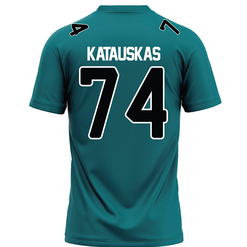 Coastal Carolina - NCAA Football : Jacob Katauskas - Teal Football Jersey