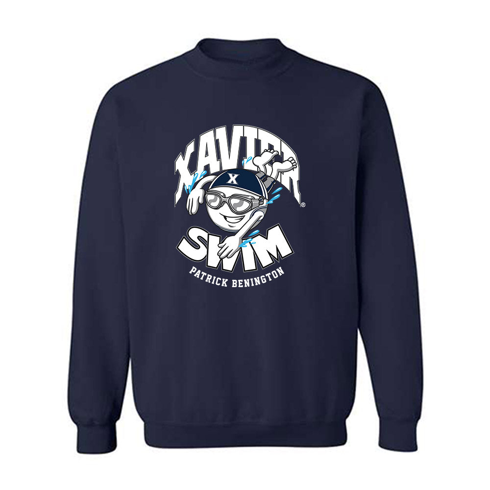 Xavier - NCAA Men's Swimming & Diving : Patrick Benington - Fashion Shersey Crewneck Sweatshirt-0