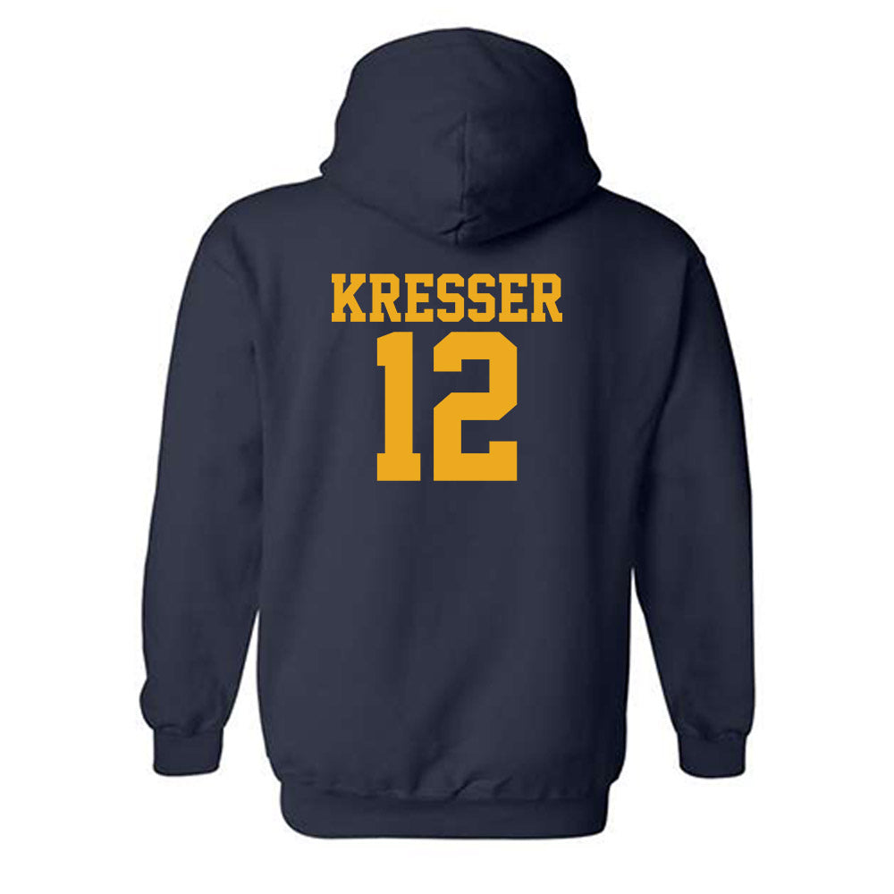 West Virginia - NCAA Baseball : Brodie Kresser - Fashion Shersey Hooded Sweatshirt-1
