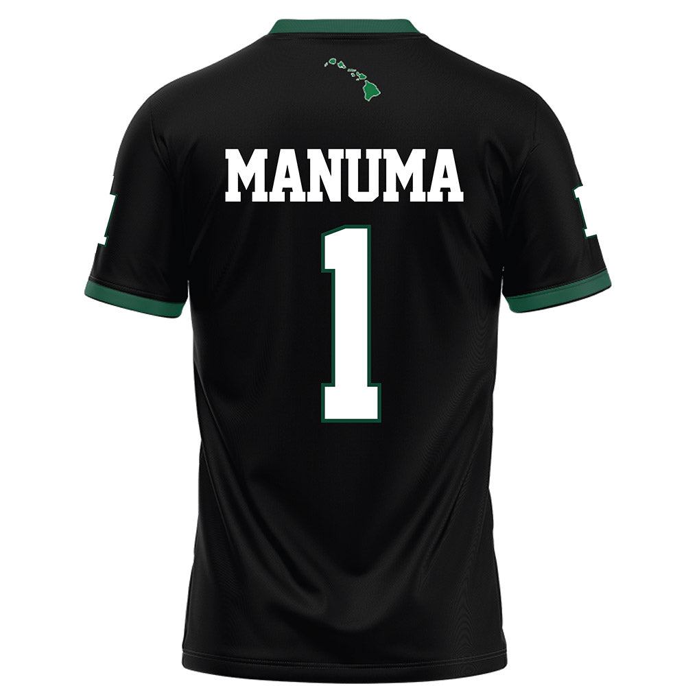 Hawaii - NCAA Football : Peter Manuma - Black Football Jersey-1